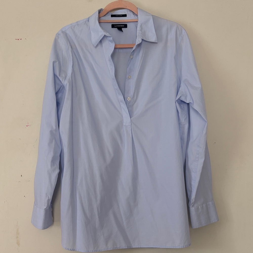 Lands End Light Blue Casual Button Down Shirt